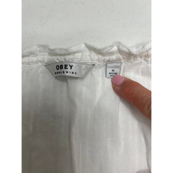 Obey Worldwide Isle 100% Cotton Dress in white. Size medium. Fully lined. - Picture 9 of 11
